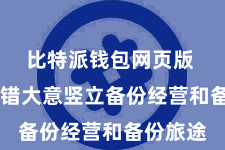 比特派钱包网页版 用户不错大意竖立备份经营和备份旅途