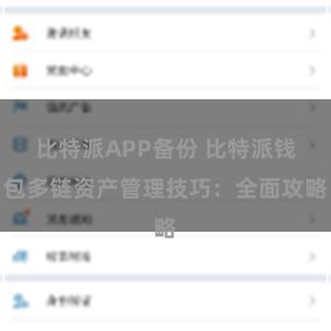 比特派APP备份 比特派钱包多链资产管理技巧：全面攻略