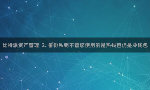 比特派资产管理  2. 备份私钥不管您使用的是热钱包仍是冷钱包