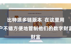 比特派多链版本  在这里用户不错方便地管制他们的数字财富